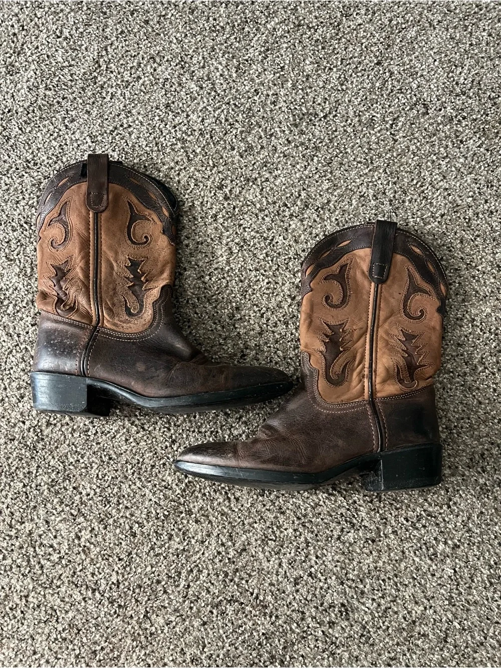 Classic Brown Leather Western Cowboy Boots - Kids 4 1/2